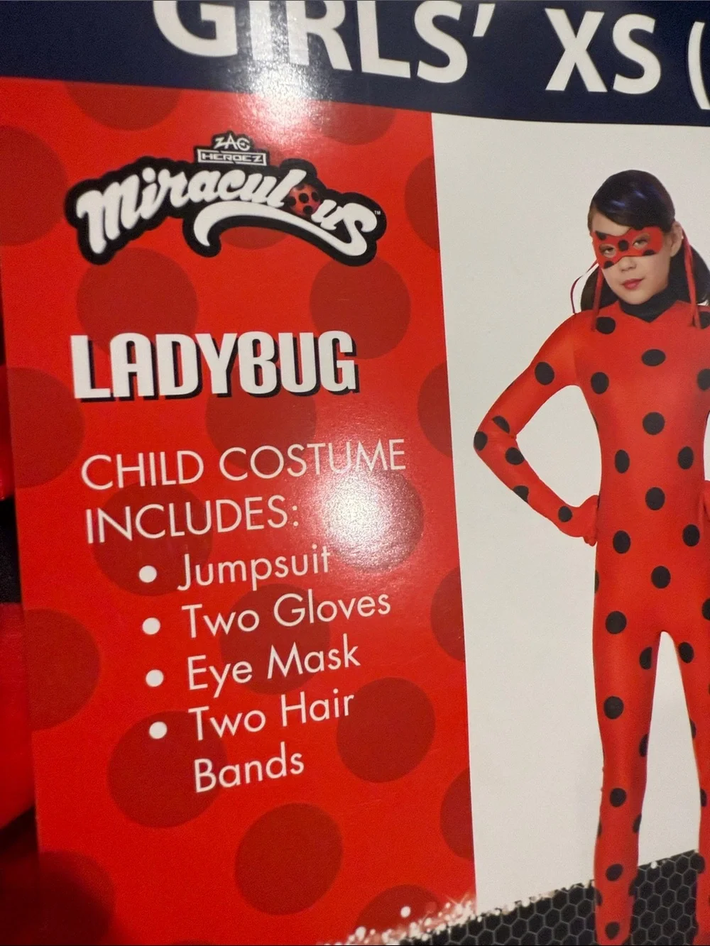 Miraculous Ladybug Red Polka Dot Kids Halloween Costume Dress up- Girls XS (4/5)